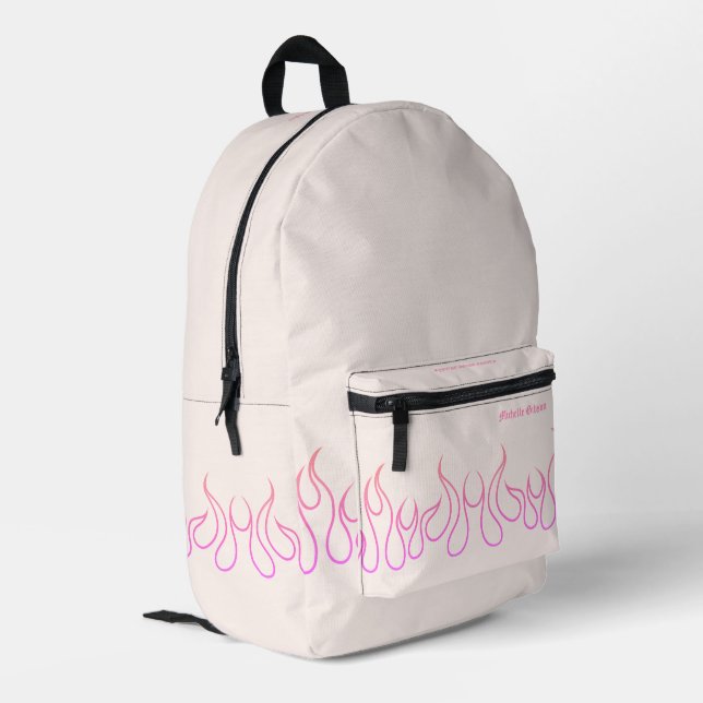 Pastel Pink Purple Flame Fire Cute Stylish Girl Printed Backpack (Back Corner Left)