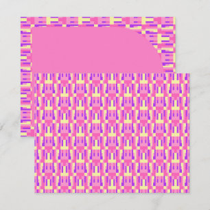 Pastel Pink Purple Geometric Pixel Block pattern Thank You Card