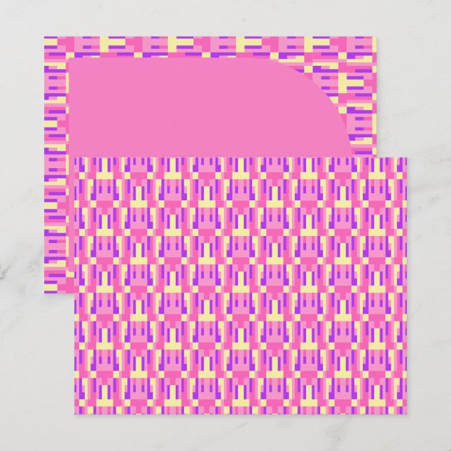 Pastel Pink Purple Geometric Pixel Block pattern Thank You Card (Front/Back)