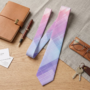 Pastel Pink Purple Gradient Geometric Tie