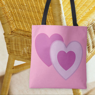 Pastel Pink Purple Hearts Tote Bag