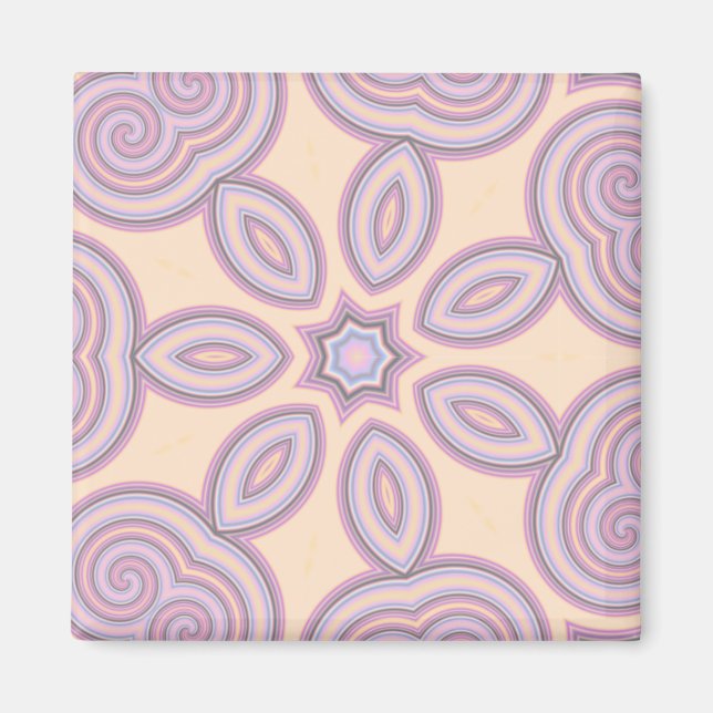 Pastel Pink & Purple Kaleidoscope Pattern Magnet (Front)