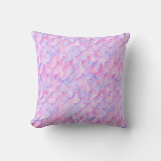 Pastel Pink Purple mermaid unicorn gold magical Throw Pillow (Front)