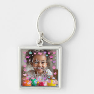 Pastel Pink Purple Princess Crown Photo Border Keychain