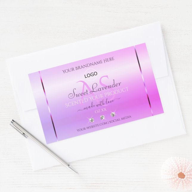 Pastel Pink Purple Product Label Monogram and Logo (Envelope)