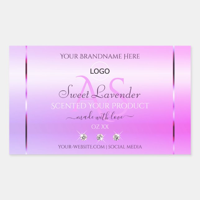 Pastel Pink Purple Produit Étiquette Monogramme et (Devant)