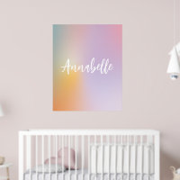 Pastel pink rainbow girly monogram simple script