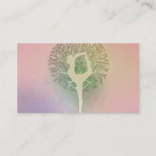 Pastel Pink Rainbow Yoga Tree Business Card