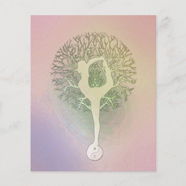 Pastel Pink Rainbow Yoga Tree Flyer (Front)