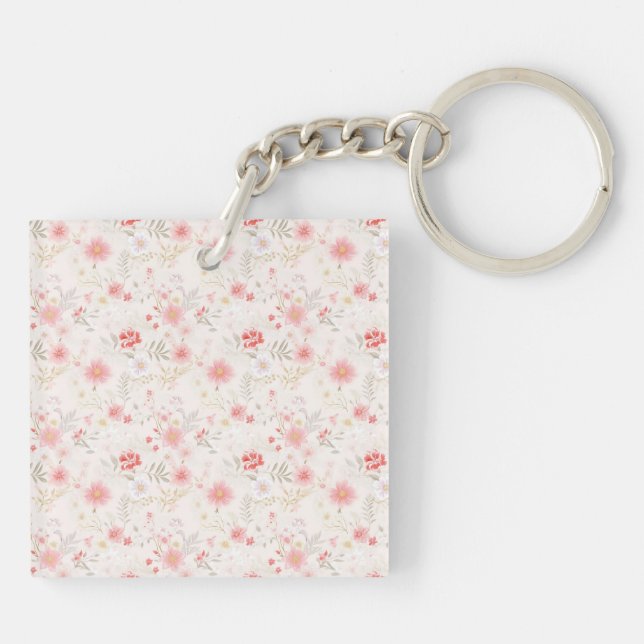 Pastel Pink Red White Flowers Pattern Two-sided (Dos)