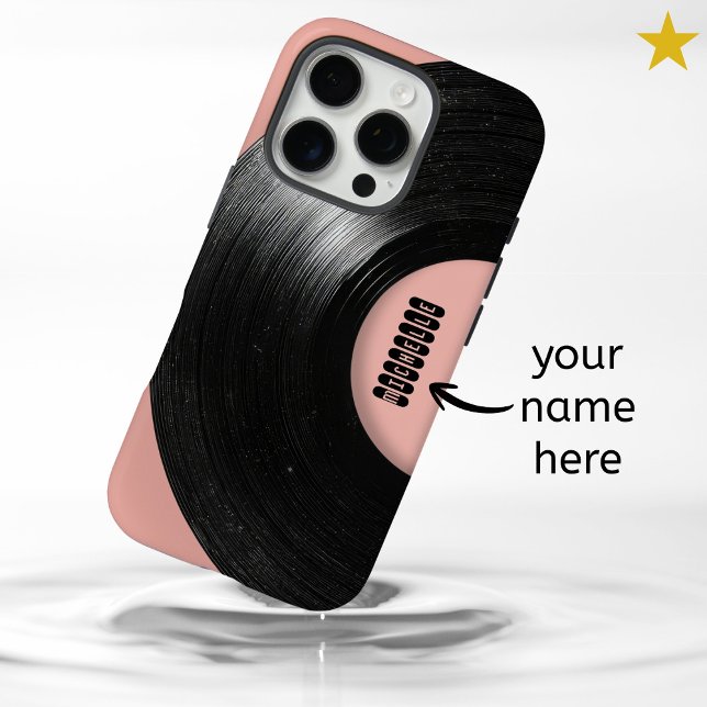Pastel Pink Retro Vinyl Record Custom Name  Case-Mate iPhone Case (Creator Uploaded)