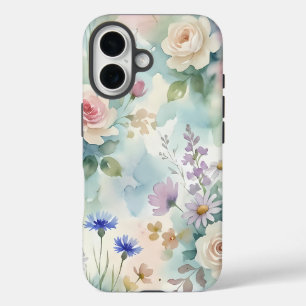Pastel Pink Rose Floral iPhone 16 Case