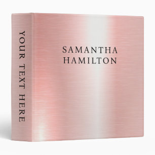 Pastel Pink Rose Gold Metallic Look Stylish Serif Binder