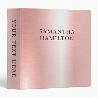 Pastel Pink Rose Gold Metallic Look Stylish Serif Binder