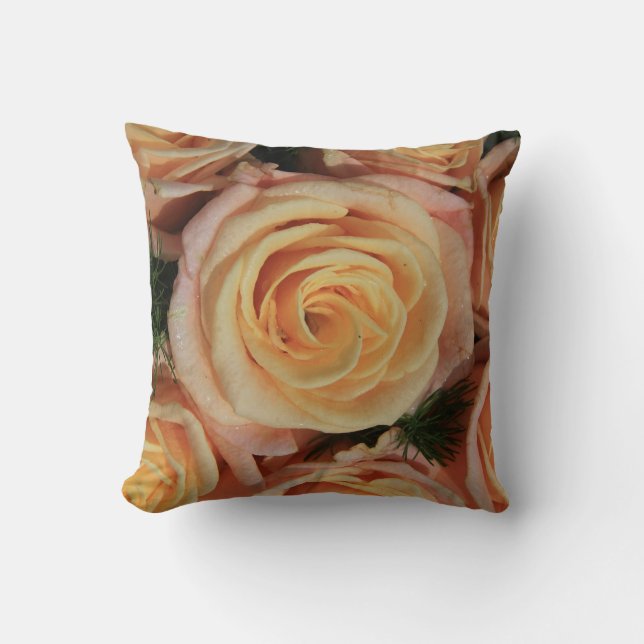 Pastel pink rose pillowm double sided throw pillow (Front)