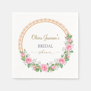 Pastel Pink Roses & Baby’s Breath Bridal Wreath Napkin