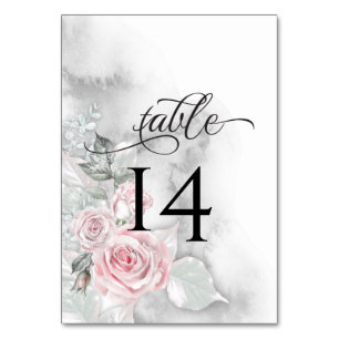 Pastel Pink Roses  BarefootBride™ Table Number