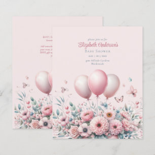Pastel Pink Roses Ribbons Baby Shower Elegant Soft