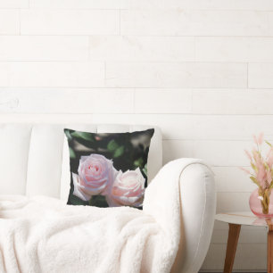 Pastel Pink Roses Throw Pillow