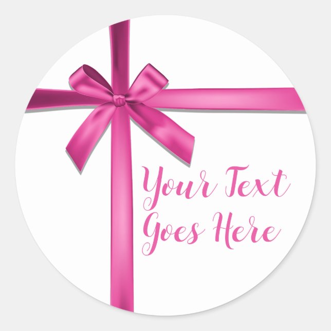 Pastel Pink Satin Ribbon Bow Birthday Party Classic Round Sticker (Front)