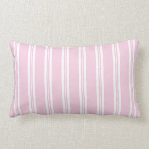 Pastel Pink Scotch Rule Ticking Stripe Lumbar Pillow