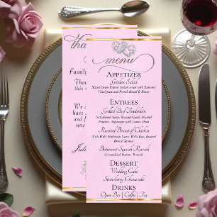 Pastel Pink/Silver - Hearts & Thank You Menu