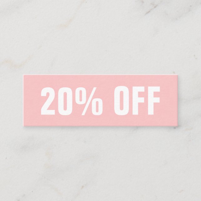 Pastel pink simple modern trendy discount card (Front)