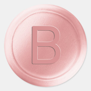 Pastel Pink Single Letter Wax Seal Look Sticker