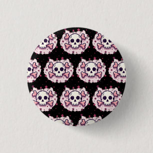 Pastel Pink Skull and Crossbones 1 Inch Round Button