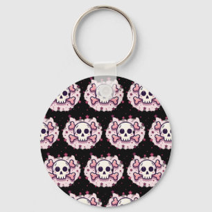 Pastel Pink Skull and Crossbones Keychain