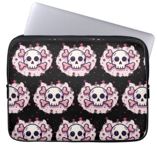 Pastel Pink Skull and Crossbones Laptop Sleeve
