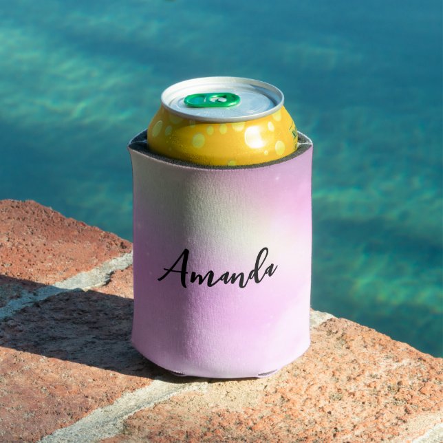 Pastel Pink Sky with Yellow Rainbow Can Cooler (In Situ Pool)