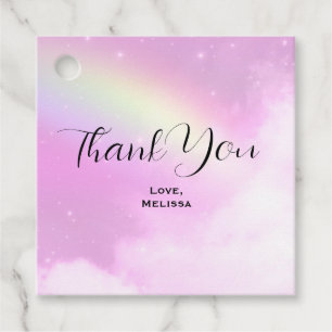 Pastel Pink Sky with Yellow Rainbow Favour Tags