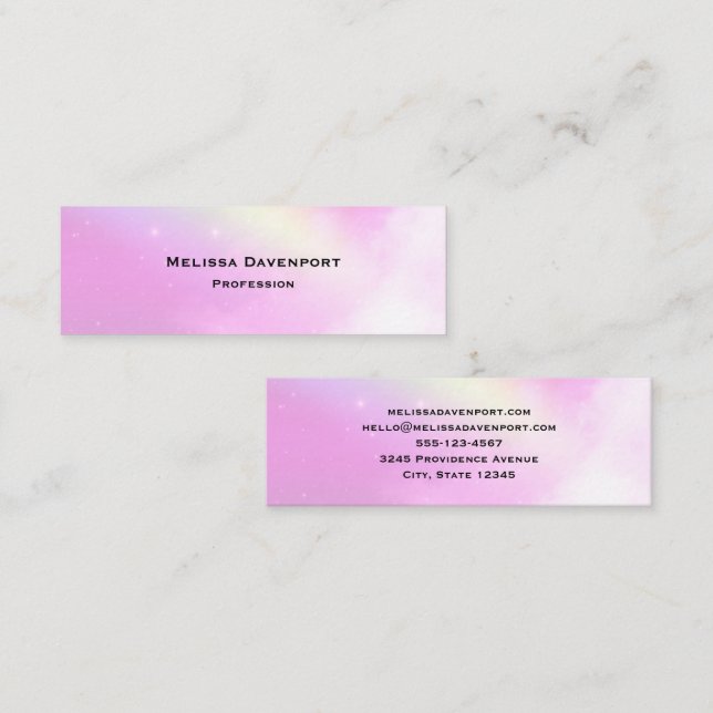 Pastel Pink Sky with Yellow Rainbow Mini Business Card (Front/Back)