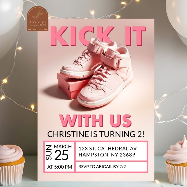 Pastel Pink Sneaker 2nd Birthday Girl Invitation (Creator Uploaded)
