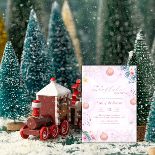 Pastel Pink Snowflake Floral Winter Baby Shower Invitation