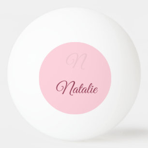 Pastel pink solid colour monogrammed ping pong ball