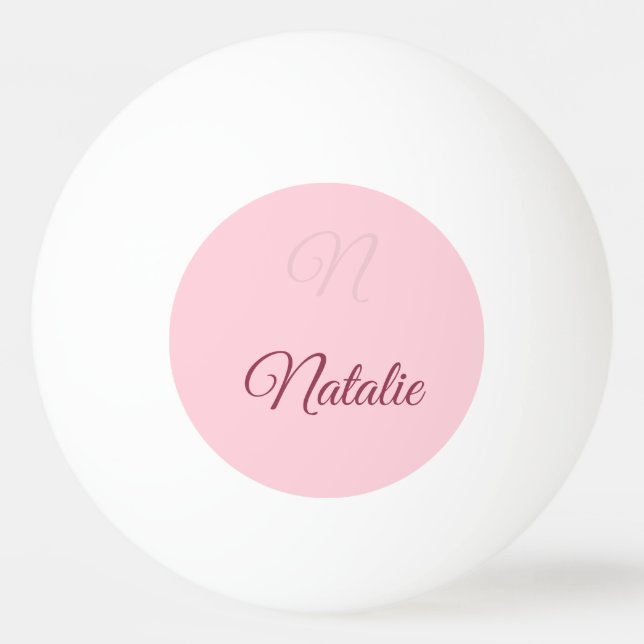 Pastel pink solid colour monogrammed ping pong ball (Back)