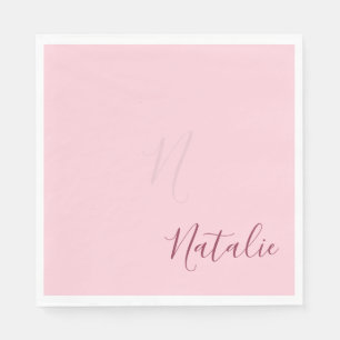 Pastel pink solid colour  - personalized  elegant napkin