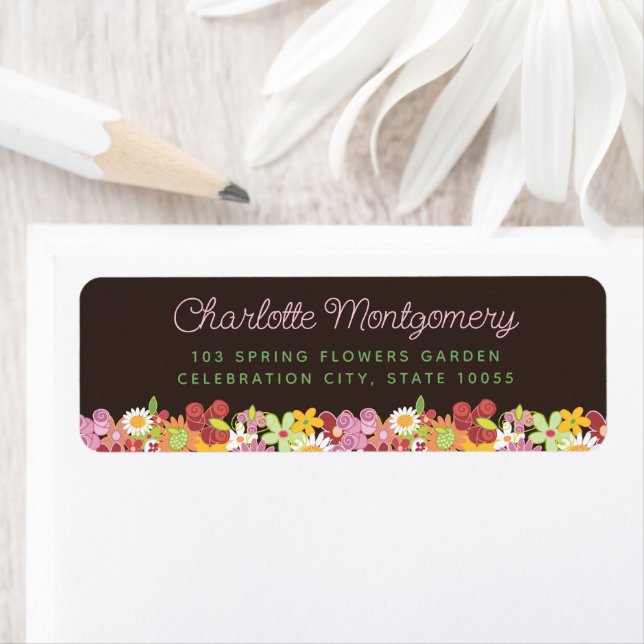 Pastel Pink Spring Flowers Garden Adresse de retou (En situation)