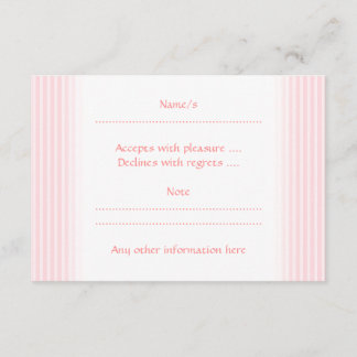 Pastel Pink Stripes. RSVP Card