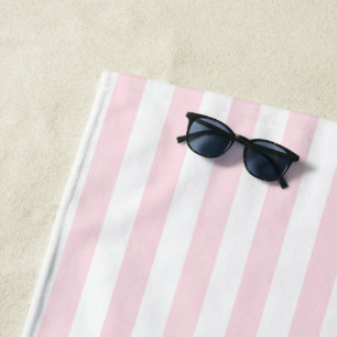 Pastel Pink Stripes Solid Colour Summer Vacay   Beach Towel