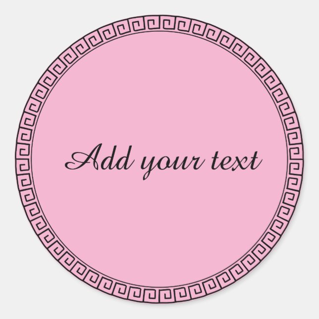 Pastel pink template, fancy frame, classic round sticker (Front)