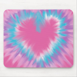 Pastel Pink tie-dye heart  Mouse Pad