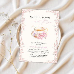 Pastel Pink Time for tea Mom-to-be baby shower Invitation