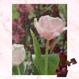 Pastel Pink Tulips Springtime Floral Photographic Jigsaw Puzzle