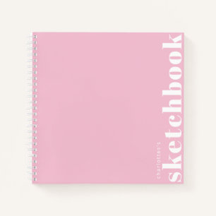 Pastel Pink Typography Modern Custom Sketchbook Notebook