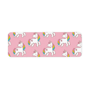 Pastel Pink Unicorn Pattern Label