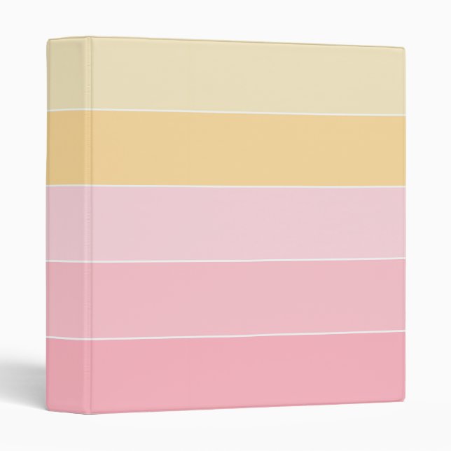 Pastel Pink Vanilla Yellow White Colours Striped Binder (Front/Spine)