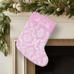 Pastel Pink Vintage Damask Pattern Grungy Finish Large Christmas Stocking<br><div class="desc">A vintage pattern with a trendy design with jewel tone colours and elegance. Items are easier to customize when you replace all text and photos first. If your art still needs to be adjusted, click on the Customize This button. This will take you to a design area where you can...</div>